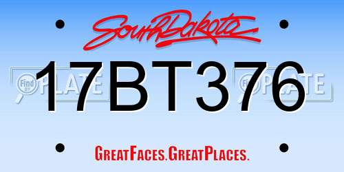 17BT376 South Dakota License Plate