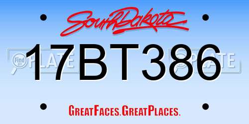 17BT386 South Dakota License Plate