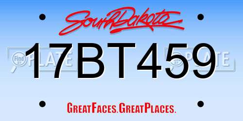 17BT459 South Dakota License Plate