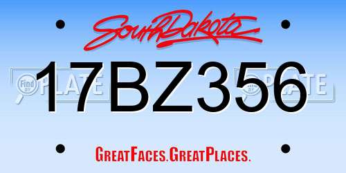 17BZ356 South Dakota License Plate