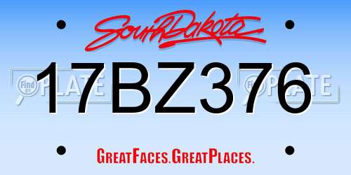 17BZ376 South Dakota License Plate