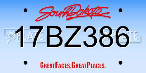 17BZ386 South Dakota License Plate