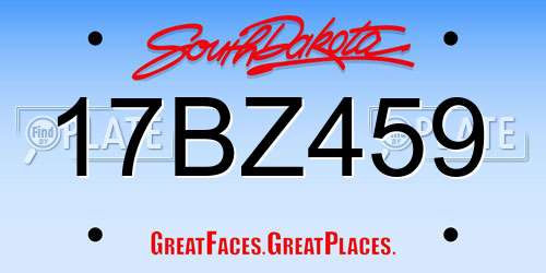 17BZ459 South Dakota License Plate