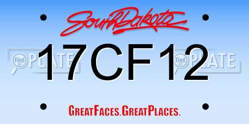 17CF12 South Dakota License Plate
