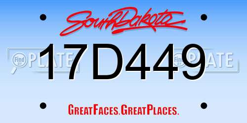 17D449 South Dakota License Plate