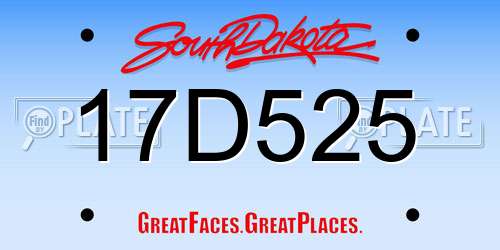 17D525 South Dakota License Plate
