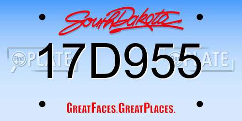 17D955 South Dakota License Plate