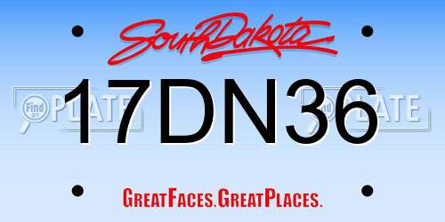 17DN36 South Dakota License Plate