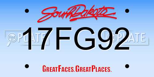 17FG92 South Dakota License Plate