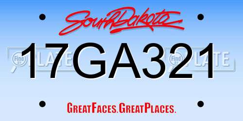 17GA321 South Dakota License Plate