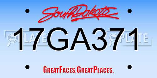 17GA371 South Dakota License Plate