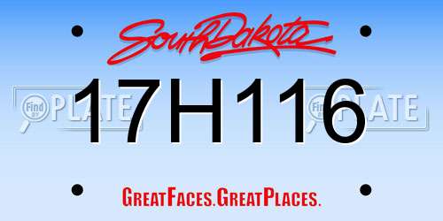 17H116 South Dakota License Plate