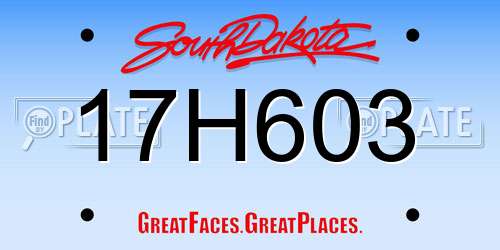 17H603 South Dakota License Plate