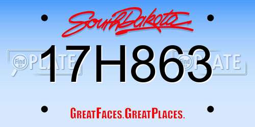 17H863 South Dakota License Plate