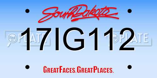 17IG112 South Dakota License Plate