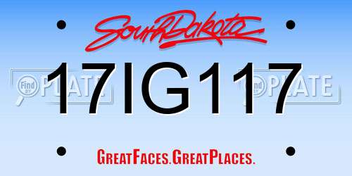 17IG117 South Dakota License Plate