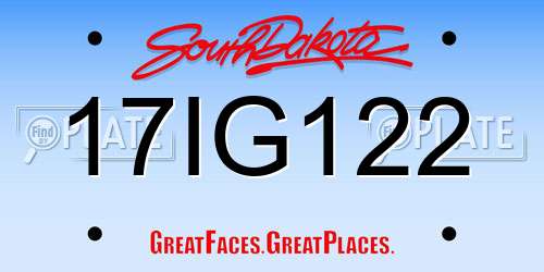 17IG122 South Dakota License Plate