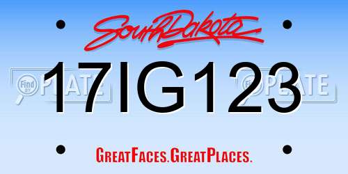 17IG123 South Dakota License Plate