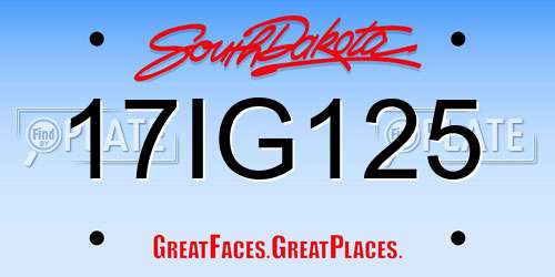 17IG125 South Dakota License Plate