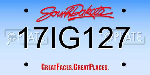17IG127 South Dakota License Plate