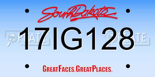17IG128 South Dakota License Plate