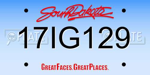 17IG129 South Dakota License Plate