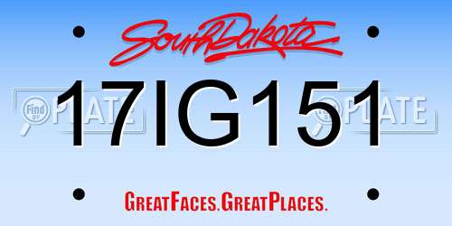 17IG151 South Dakota License Plate
