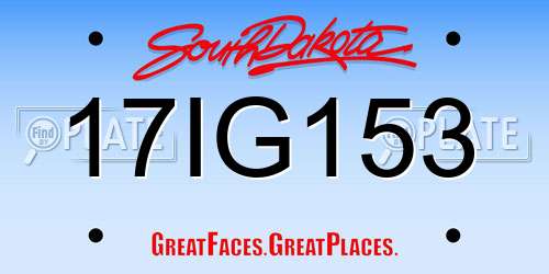 17IG153 South Dakota License Plate