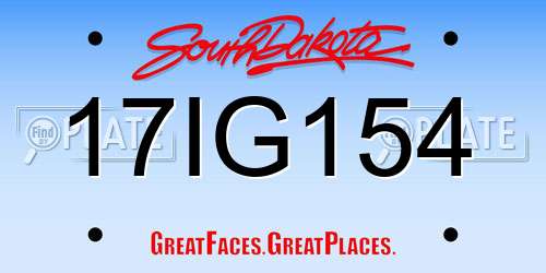 17IG154 South Dakota License Plate