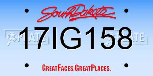 17IG158 South Dakota License Plate
