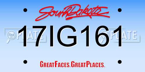 17IG161 South Dakota License Plate