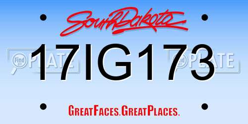17IG173 South Dakota License Plate