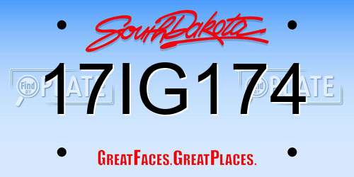 17IG174 South Dakota License Plate