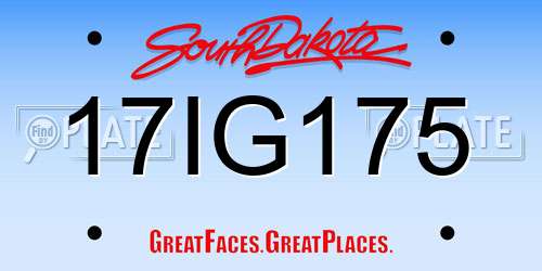 17IG175 South Dakota License Plate