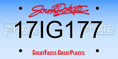 17IG177 South Dakota License Plate