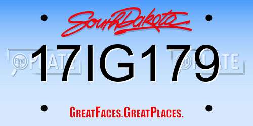 17IG179 South Dakota License Plate