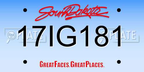 17IG181 South Dakota License Plate