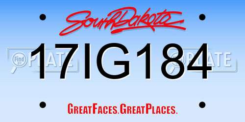 17IG184 South Dakota License Plate