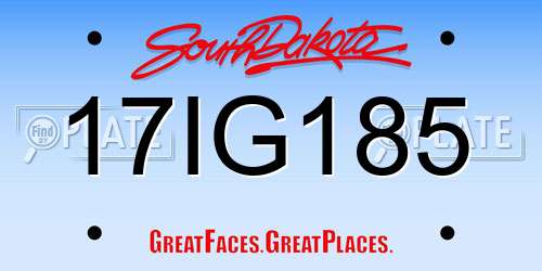 17IG185 South Dakota License Plate