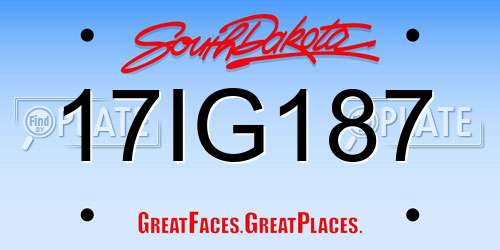 17IG187 South Dakota License Plate