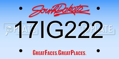 17IG222 South Dakota License Plate