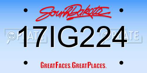 17IG224 South Dakota License Plate