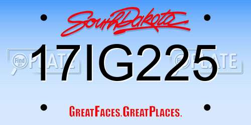 17IG225 South Dakota License Plate