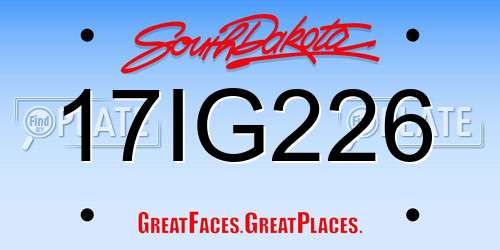 17IG226 South Dakota License Plate