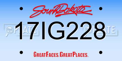 17IG228 South Dakota License Plate