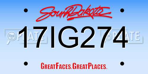 17IG274 South Dakota License Plate