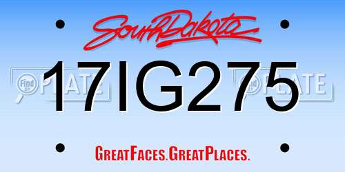 17IG275 South Dakota License Plate