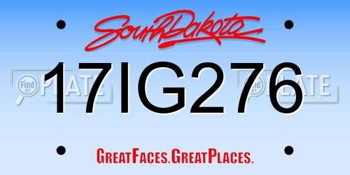 17IG276 South Dakota License Plate