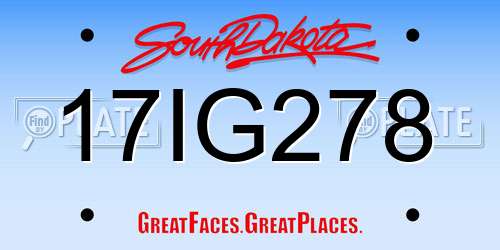 17IG278 South Dakota License Plate