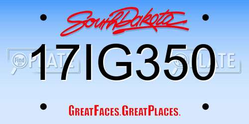 17IG350 South Dakota License Plate